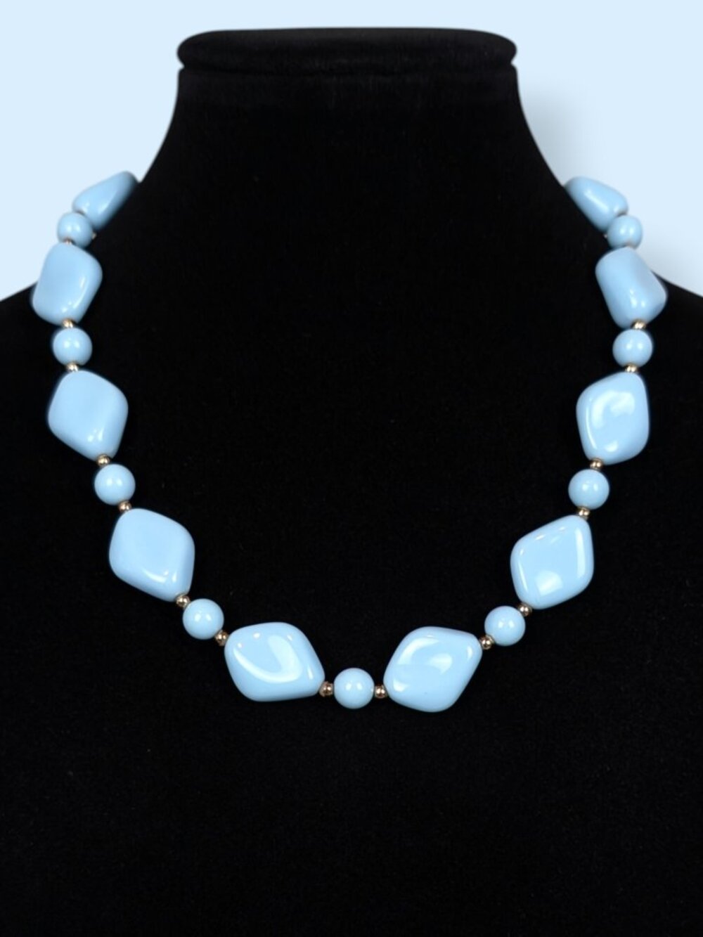 Vintage Light Blue Lucite Beaded Necklace